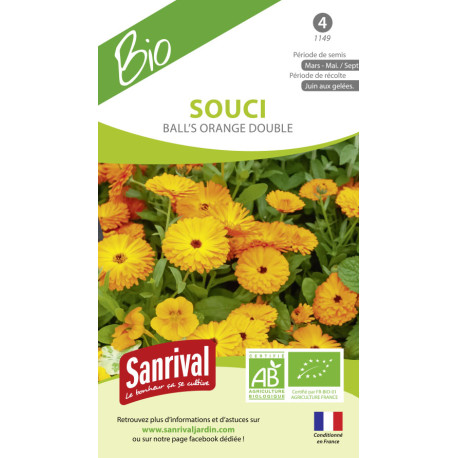 SOUCI DOUBLE Orange Ball  - Graines BIO | SANRIVAL | Graines et Bio
